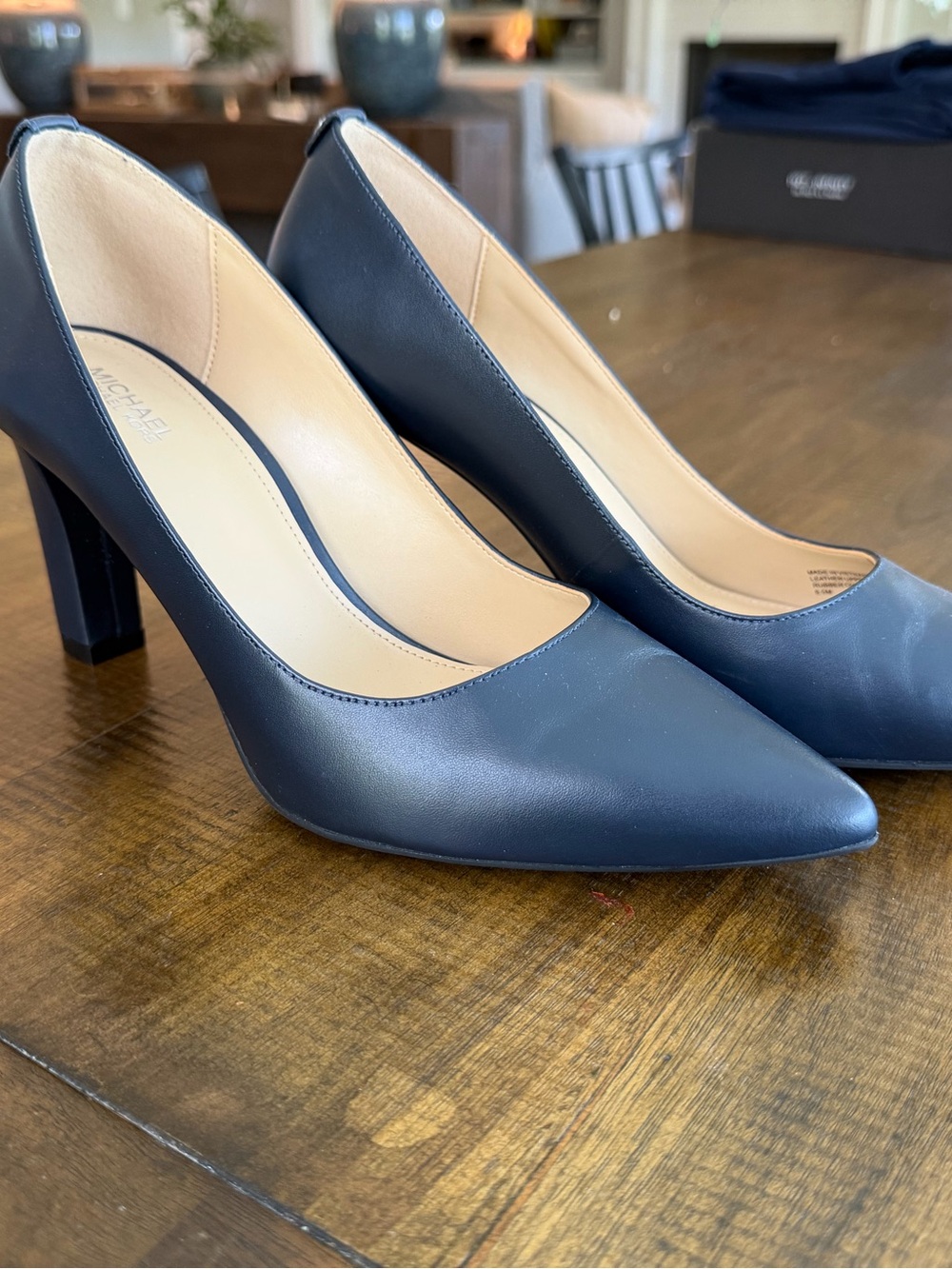 MICHAEL Michael Kors Midnight Blue Leather Pointed-Toe Pumps